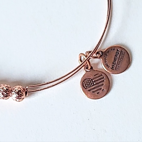 ALEX AND ANI ROSE GOLD TEXTURED BEAD BRACELET - Picture 2 of 4